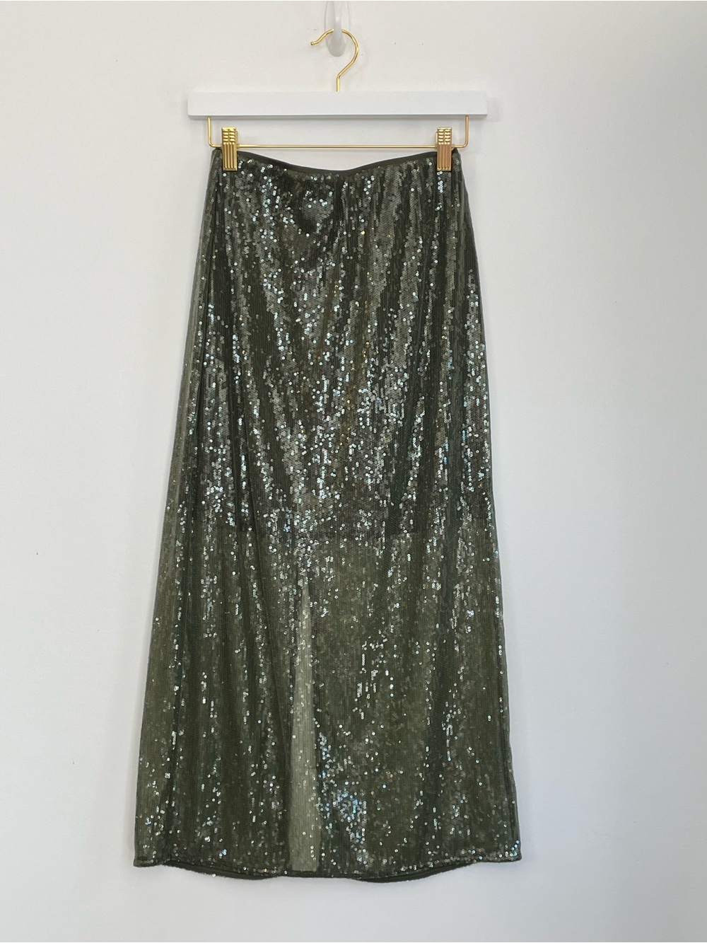 a new day Sequin Maxi Skirt in Olive Green